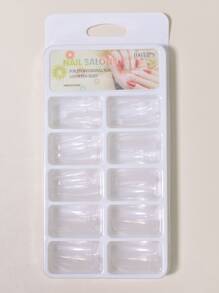 Transforma tus uñas con 100 piezas de clip de fijación de extensión de uñas de ataúd largo, uñas postizas de cubierta completa para mujeres y niñas - transparente - Ver 2