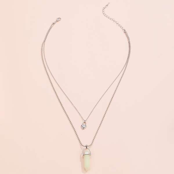 

Geo Charm Luminous Necklace, Silver