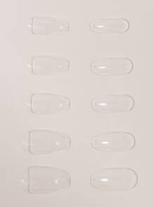 Transforme sus uñas con 100 piezas de extensiones de uñas postizas estilo ataúd con cubierta completa para mujeres y niñas. Uñas postizas de presión y suministros para uñas - transparente - Ver 3