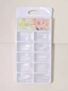 Transforma tus uñas con 100 piezas de uñas postizas transparentes con forma de ataúd largo para uso en casa, DIY, salón de uñas, extensión de uñas, uñas postizas y suministros de uñas. - transparente - Ver 1