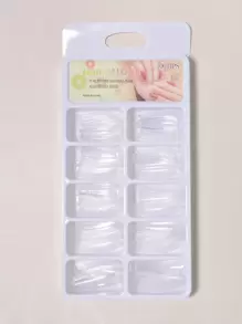 Transforma tus uñas con 100 piezas de uñas postizas transparentes con forma de ataúd largo para uso en casa, DIY, salón de uñas, extensión de uñas, uñas postizas y suministros de uñas. - transparente - Ver 2