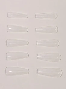 Transforma tus uñas con 100 piezas de uñas postizas transparentes con forma de ataúd largo para uso en casa, DIY, salón de uñas, extensión de uñas, uñas postizas y suministros de uñas. - transparente - Ver 3