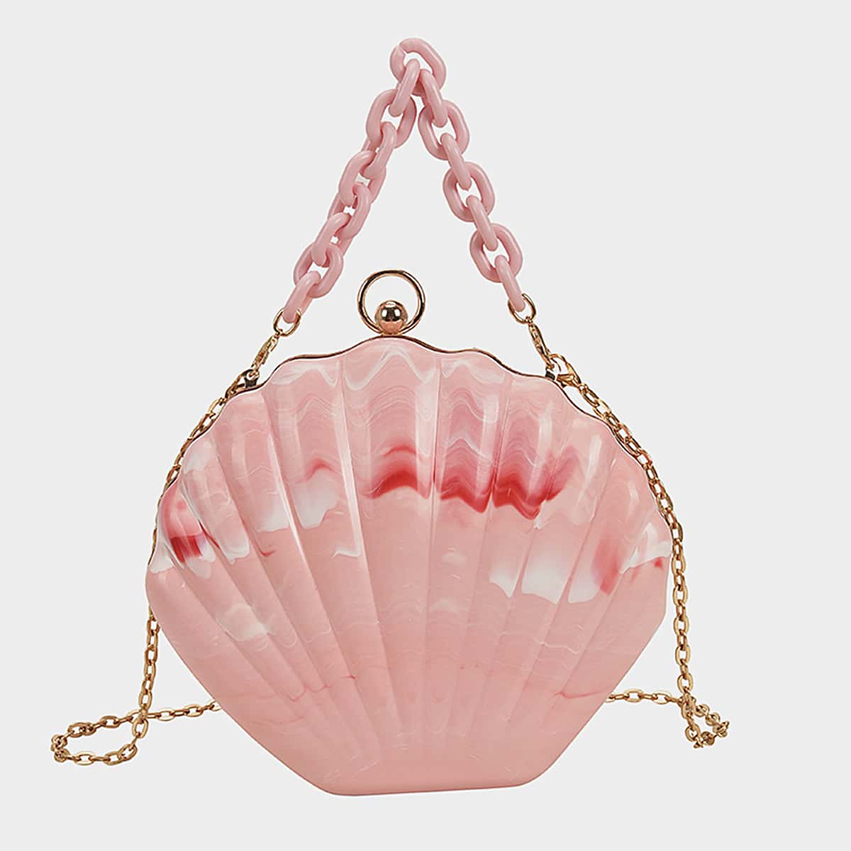 

Chain Strap Shell Shaped Bag, Pink