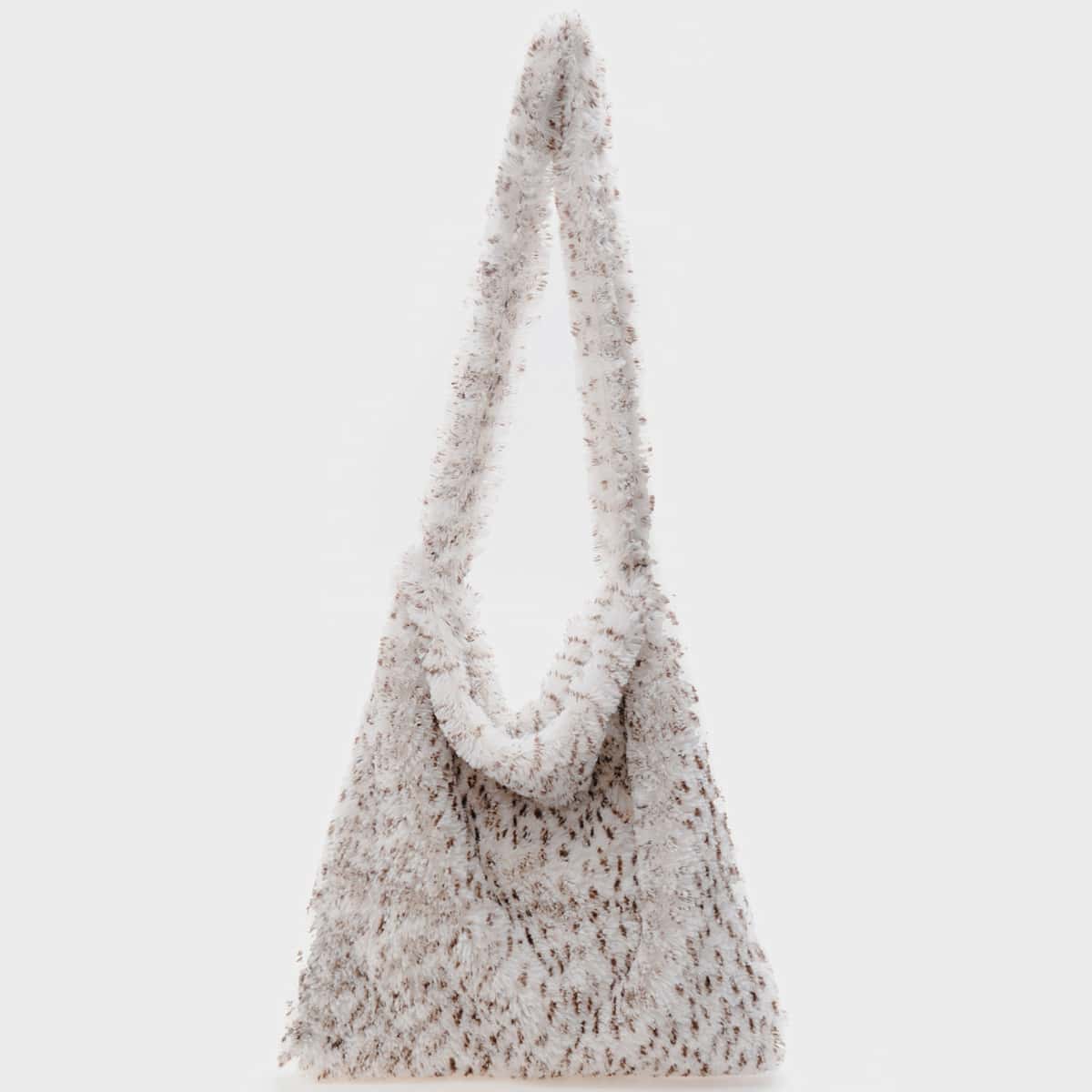 

Fluffy Shoulder Bag, Black and white
