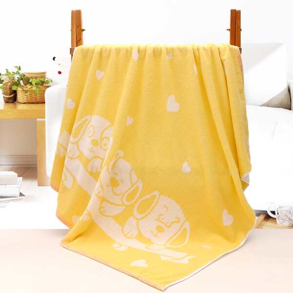 

Cartoon Dog Design Bath Towel, Yellow