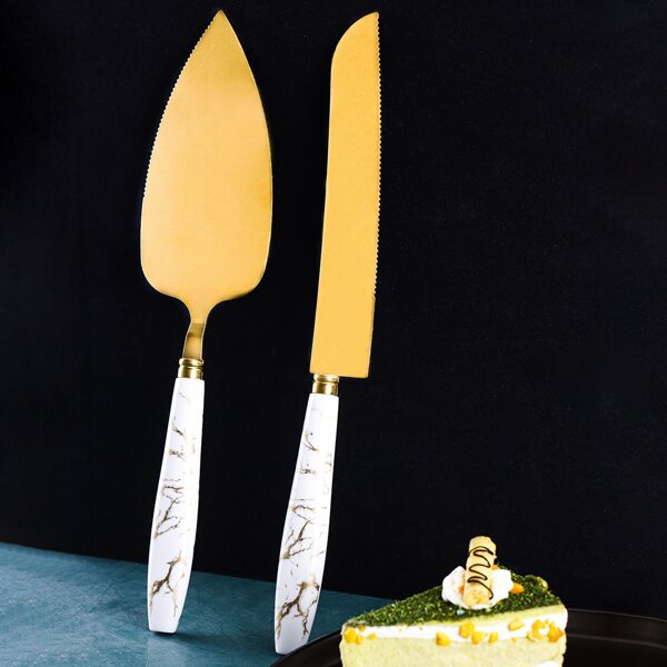 

2pcs Marble Pattern Spatula, Multicolor