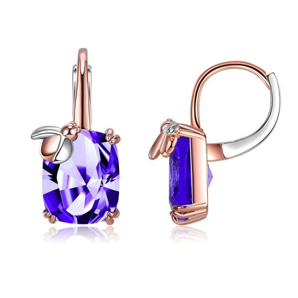

18K Gold Plated Zircon Decor Earrings, Purple