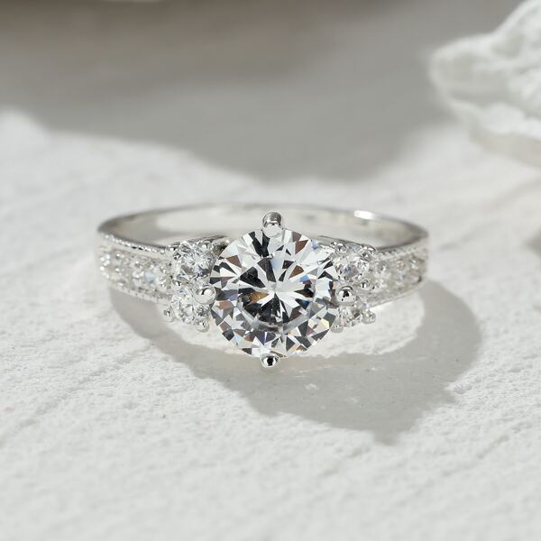 

18K Gold Plated Zircon Decor Ring, Silver