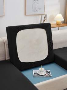 1件装高弹牛奶丝沙发座垫套，纯色四季通用现代简约沙发垫套，防尘，可水洗，适用于客厅、卧室、书房，黑色、白色、灰色 - 黑色 - 查看 7