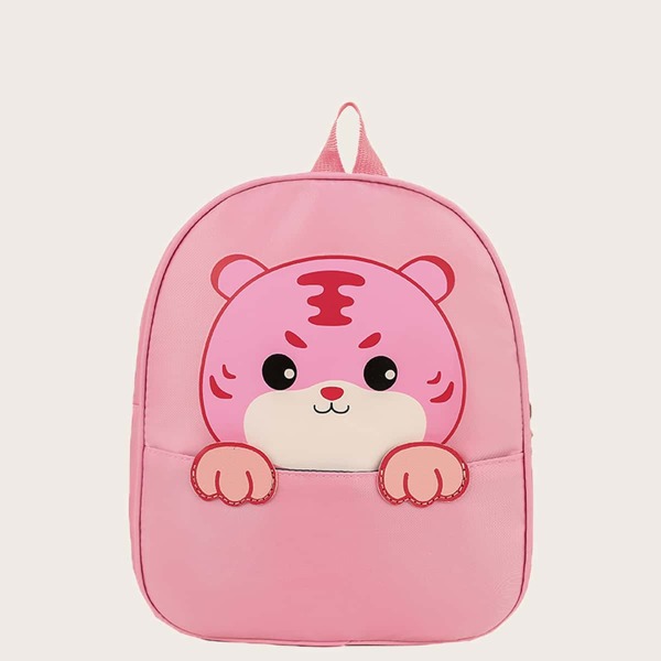 

Girls Cartoon Tiger Graphic Backpack, Pink