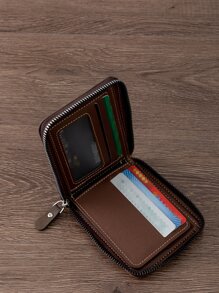 Men Letter Graphic Small Purse Multi-Card Card Organizer Storage Credit Cards Gift Father Dad Gifts Slim Lightweight Portable Cash Money ID Card Credit Card Bifold Zipper Coin Pocket Short Wallet Small Pouch Small Purse Pocket Wallet For Birthday Gift Gift Anniversary On Valentine Day Couple Male Men For College Student Gift Gift Bag Present - Brown - View 2