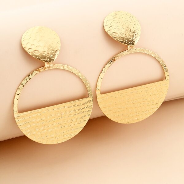 

Round Decor Drop Earrings, Gold