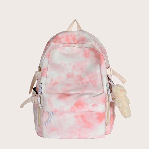 

Doll Decor Tie Dye Pattern Backpack, Pink