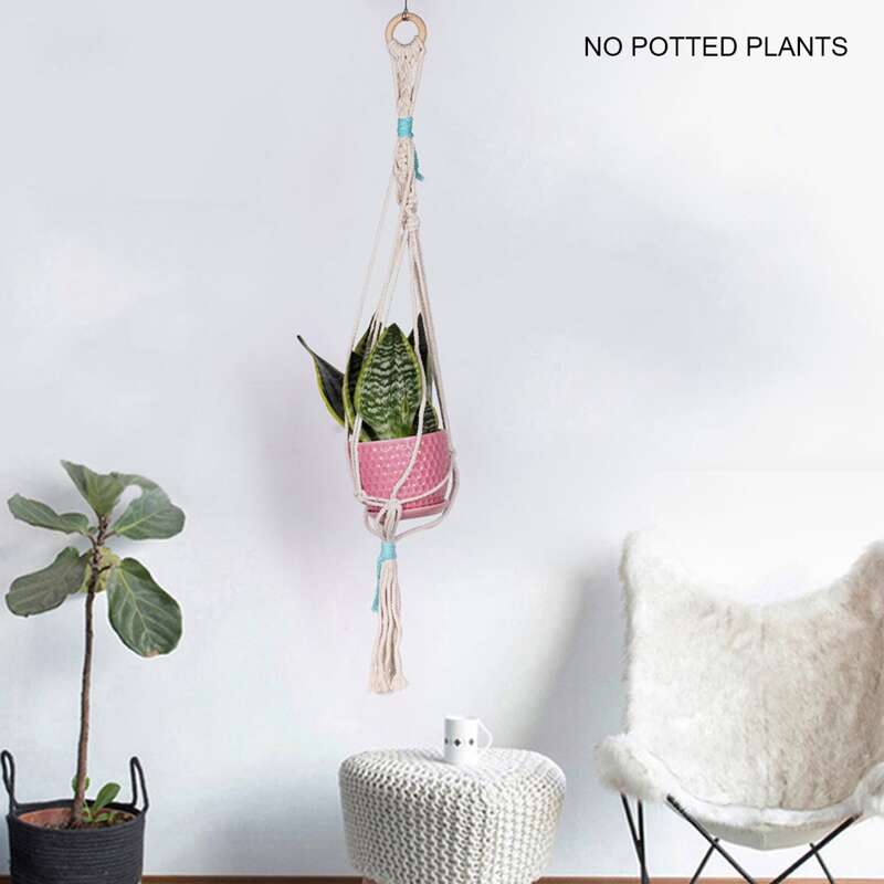 

1pc Woven Plant Hanger, Beige