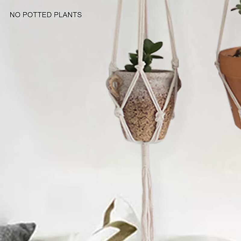 

1pc Woven Plant Hanger, Beige