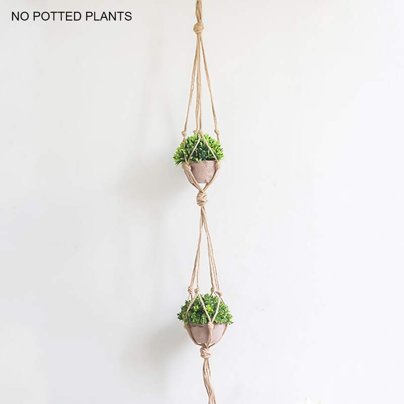 

1pc Woven Plant Hanger, Beige