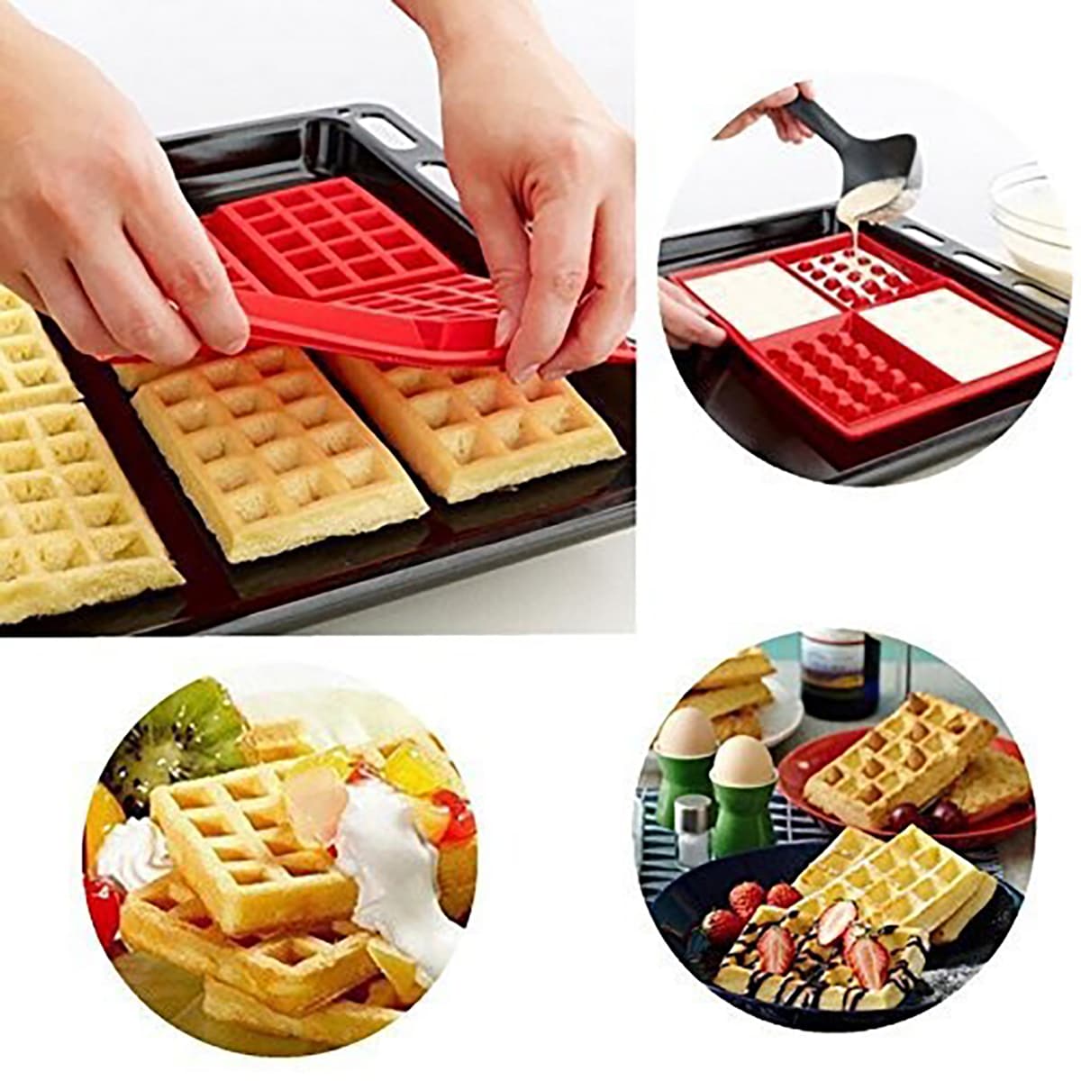 

1pc 4 Grid Baking Mold, Red