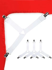 4pcs Bed Sheet Holder Straps, Fitted Sheet Straps - White - View 1