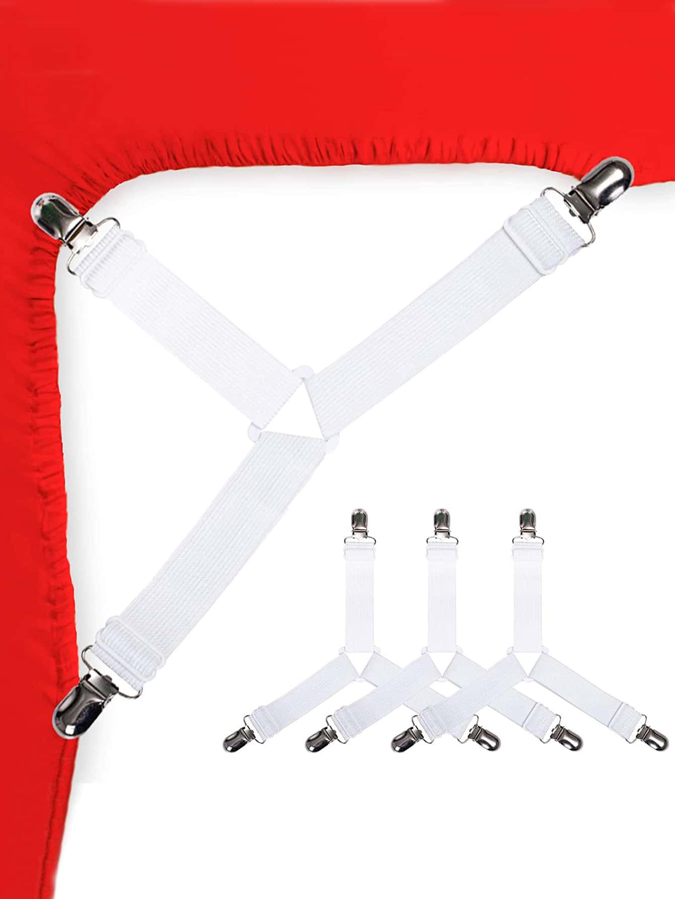 4pcs Bed Sheet Holder Straps, Fitted Sheet Straps - White - View 1
