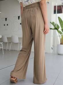 DAZY 束口腰闊腳褲 - 卡其色 - 查看 2