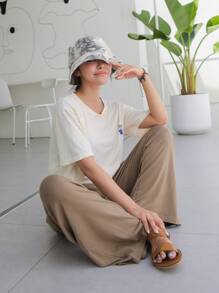 DAZY 束口腰闊腳褲 - 卡其色 - 查看 5