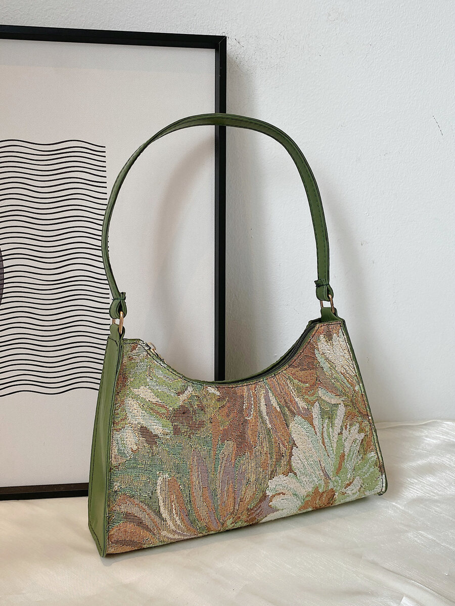 Bolso de hombro con cremallera con pintura floral, regalo del Día de la Madre para mamá - Multicolor - Ver 1