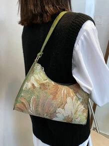 Bolso de hombro con cremallera con pintura floral, regalo del Día de la Madre para mamá - Multicolor - Ver 2