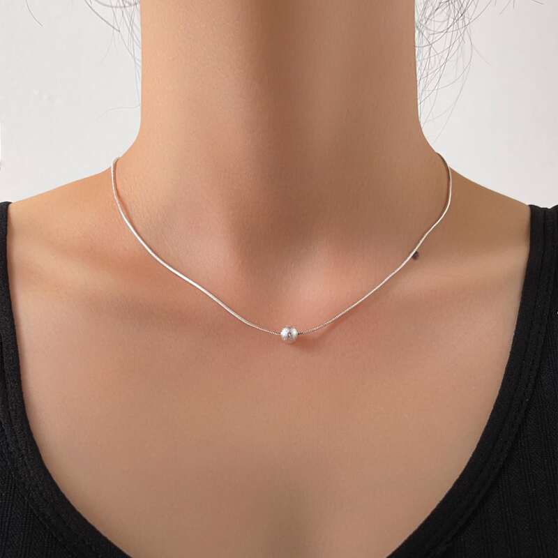 

Bead Decor Chain Necklace, Silver