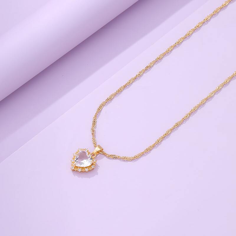 

Heart Pendant Chain Necklace, White