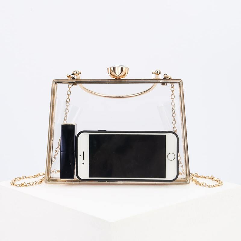

Rhinestone Box Bag, Clear