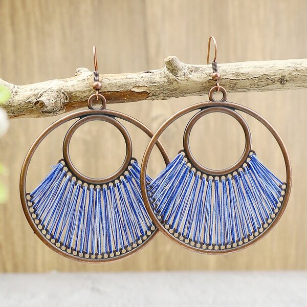 

Geo Decor Drop Earrings, Blue