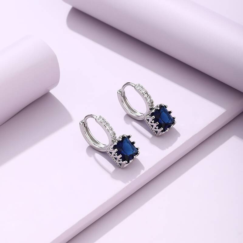 

Rhinestone Decor Earrings, Navy blue