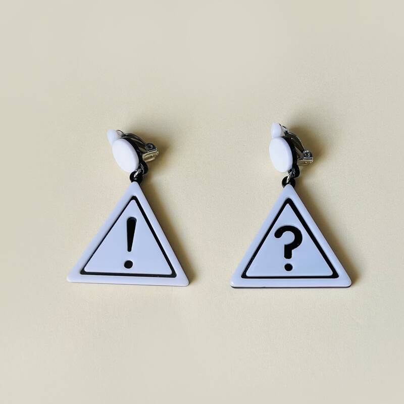 

Geo Drop Earrings, Black and white
