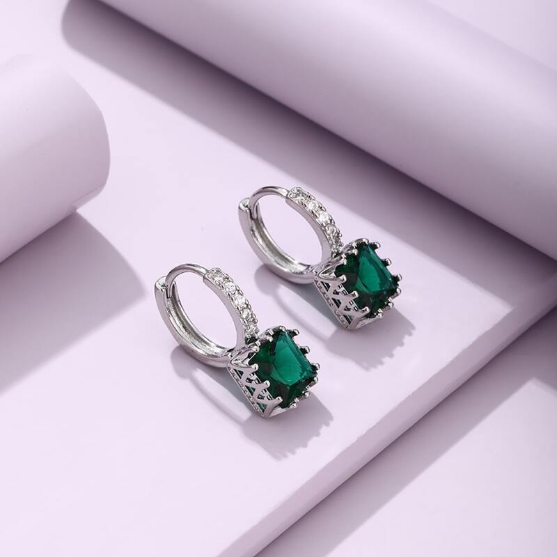 

Rhinestone Decor Earrings, Green