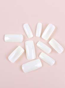 500片/盒法式指甲贴全覆盖指甲贴亚克力透明指甲胶囊法式美甲假指甲适用于沙龙和家庭DIY延长工具女士女孩美甲用品 - 米色 - 查看 2