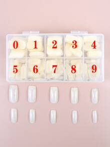 500片/盒法式指甲贴全覆盖指甲贴亚克力透明指甲胶囊法式美甲假指甲适用于沙龙和家庭DIY延长工具女士女孩美甲用品 - 米色 - 查看 3