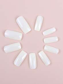 500片/盒法式指甲贴全覆盖指甲贴亚克力透明指甲胶囊法式美甲假指甲适用于沙龙和家庭DIY延长工具女士女孩美甲用品 - 米色 - 查看 4