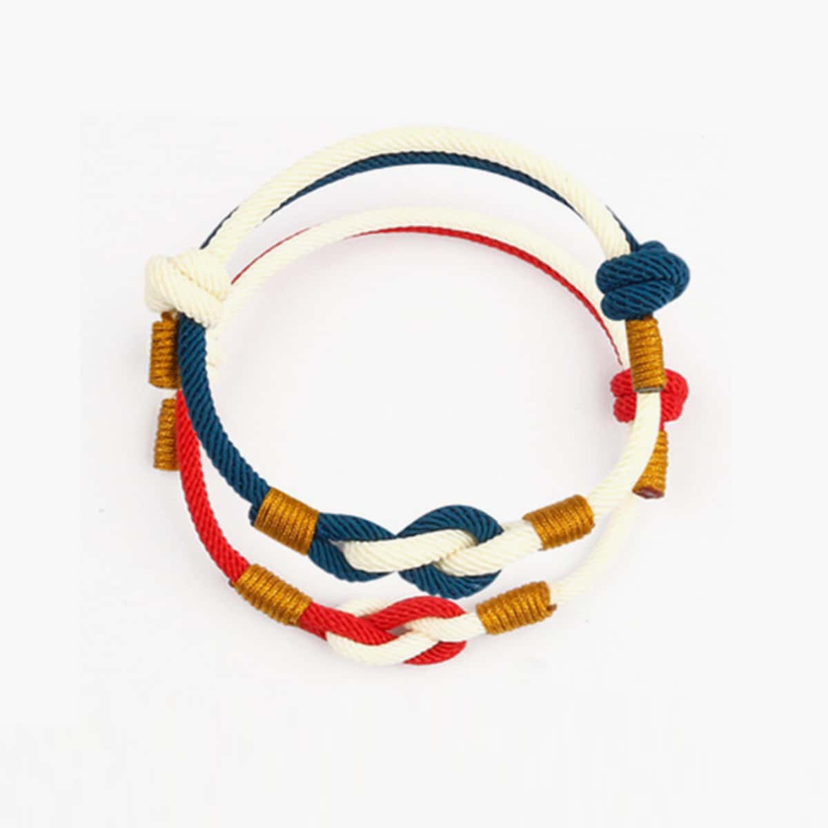 

2pcs Knot Rope Bracelet, Multicolor