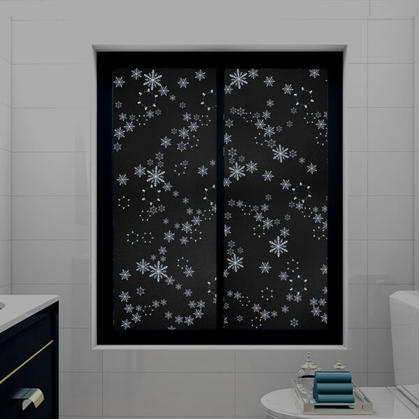 

1pc Snowflake Print Window Privacy Sticker, Black