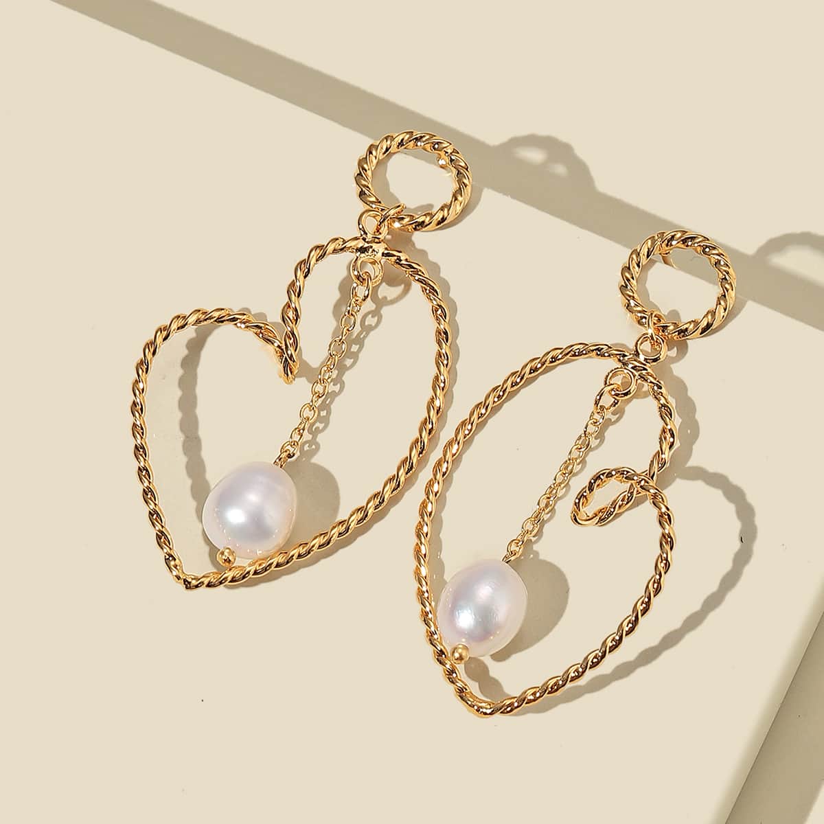 

Faux Pearl Decor Earrings, Gold