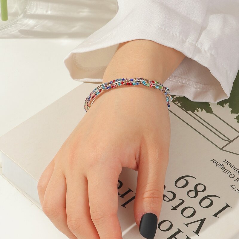 

Rhinestone Decor Twist Bracelet, Multicolor
