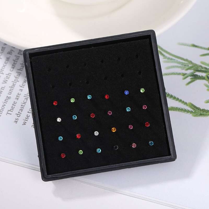 

24pcs Rhinestone Decor Nose Stud, Multicolor