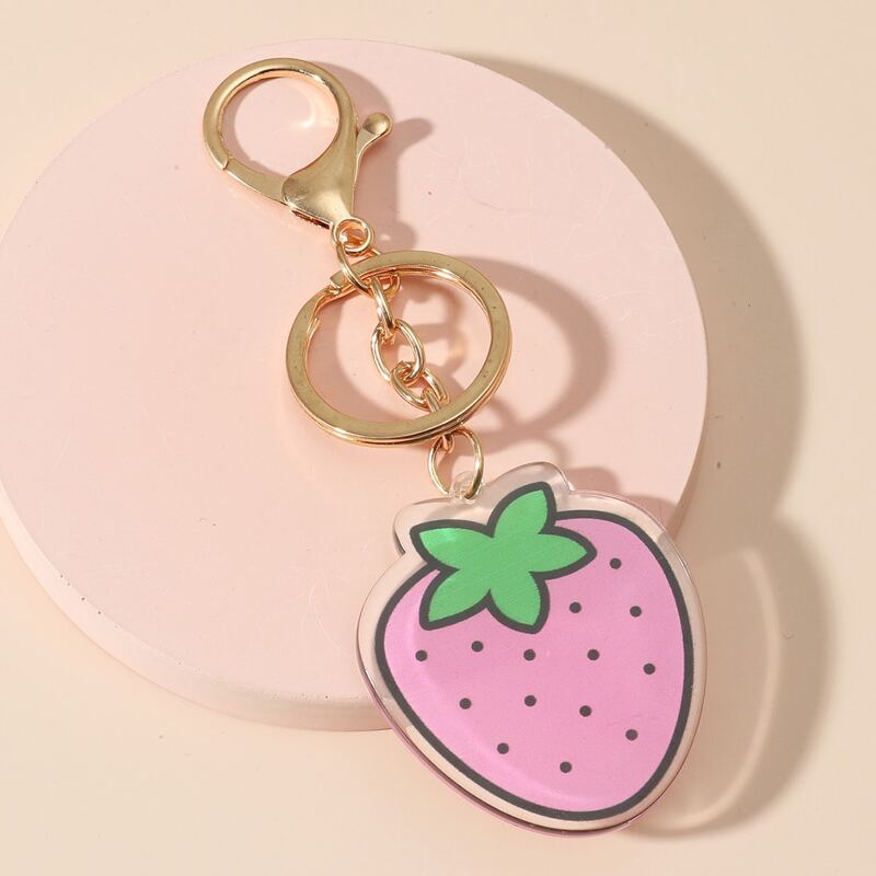 

Strawberry Charm Keychain, Pink