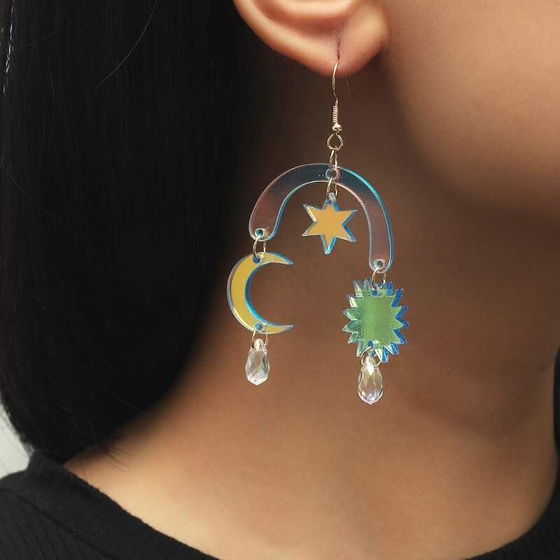 

Moon & Star Drop Earrings, Multicolor