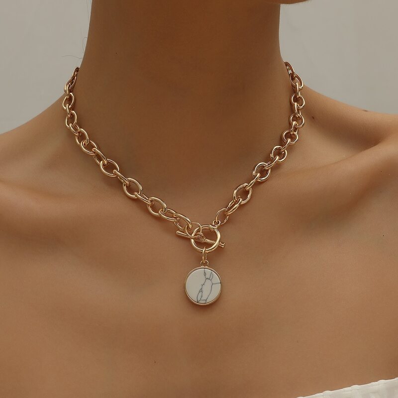 

Marble Design Chain Necklace, Gold