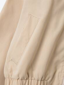 Girls Slant Pocket Zip Up Elastic Hem Jacket - Khaki - View 4