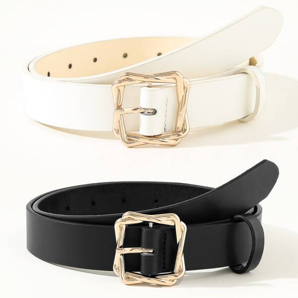 

2pcs Kids PU Buckle Belt, Multicolor