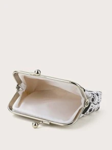 迷你貓圖案卡包配框式扣環,輕巧時尚,適用於週年慶禮物,生日禮物,白領人士禮物,男性及女性禮物,教師禮物 - 白色 - 查看 4