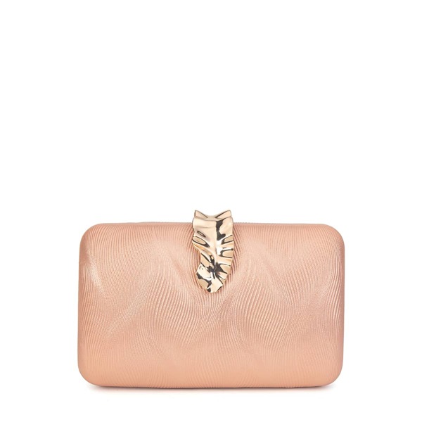 

Metal Decor Chain Clutch Bag, Champagne