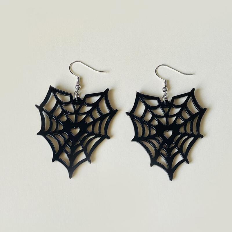 

Spiderweb Drop Earrings, Black